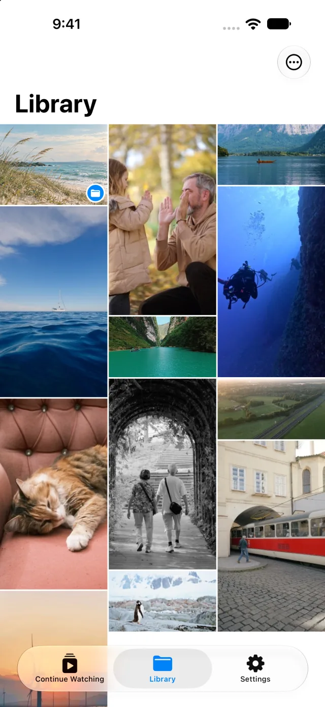 The library as a waterfall of thumbnails
